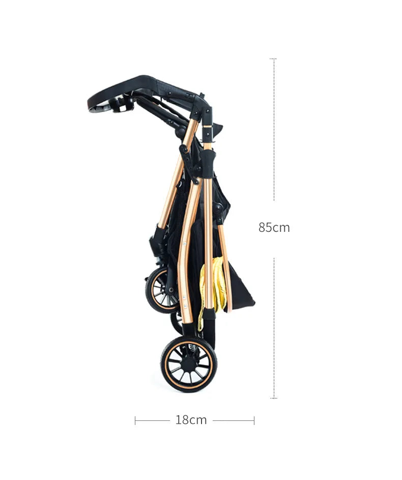 Baby stroller can sit and lie down with one button folding Children's four-wheel stroller is a lightweight handcart