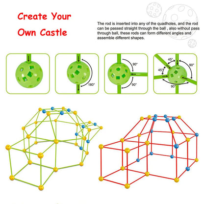 Kids Creative Fort Building Blocks Indoor Tent Brick Kit DIY Educational Building Castle Assembled Toys Ball Games Toy Gift