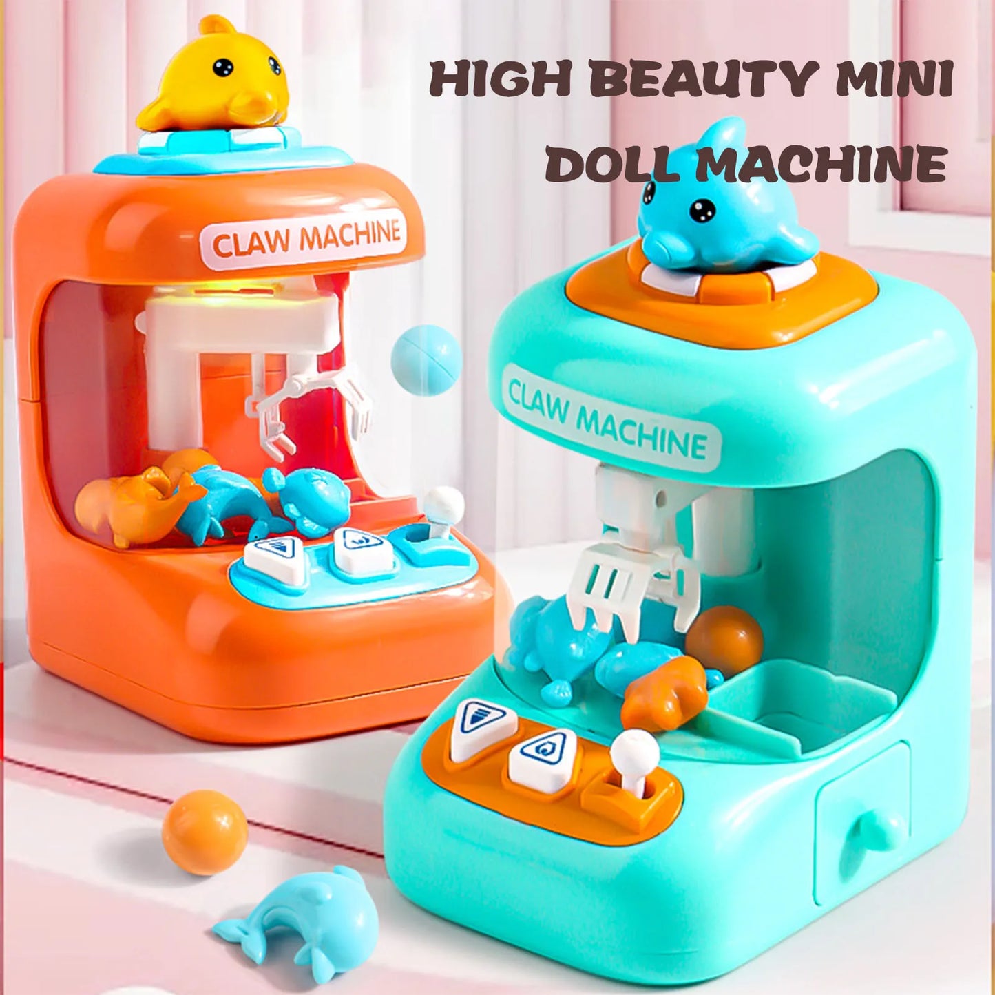 Cute Dolphins Claw Machine Toys Creative Capsule Grabbing Machine Interactive Toys for Children's Toddlers Preschool Activity