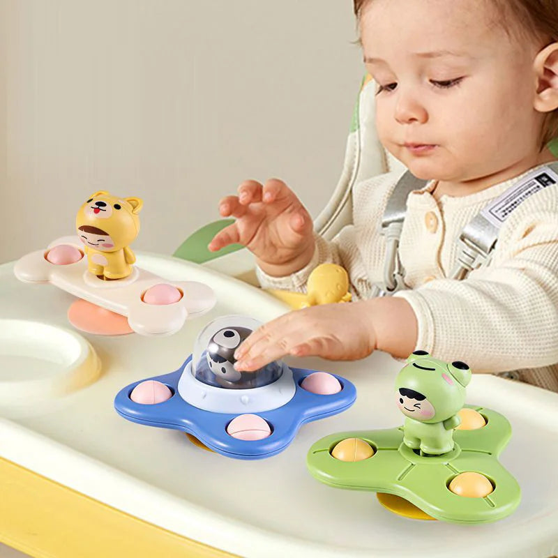 3Pcs/Set Baby Toys Suction Cup Spinner Toys For Toddlers Hand Fidget Sensory Toys Stress Relief Educational Rotating Rattles