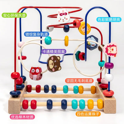 Montessori Baby Toys Wooden Roller Coaster Bead Maze Toddler Early Learning Educational Puzzle Math Toy for Children 1 2 3 Years