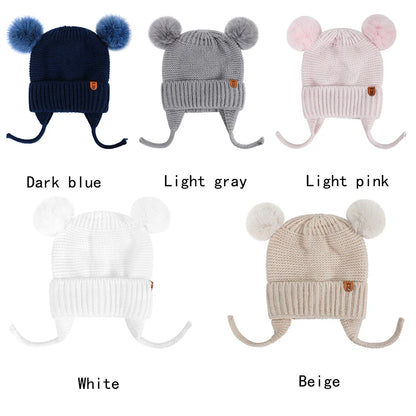 Baby Hat Boys Girls Cute Pompom Caps Bonnet Autumn Winter Ear Warm Baby Beanie Newborn Children's Hats Knitted Solid Kids Caps