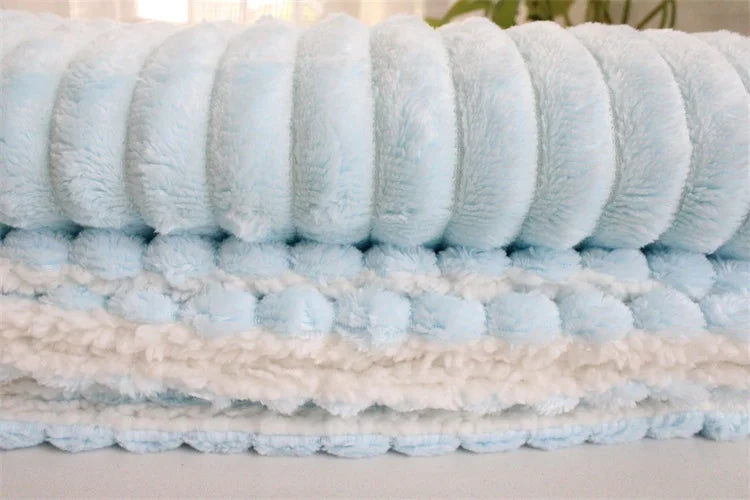 Winter Thick Thermal 3d Minky Dot Kids Blanket Super Soft Sherpa Fluffy Toddler Baby Blanket Quilt Swaddle Office Seat Blanket