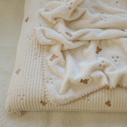 Winter Baby Blanket Ins Korean Coral Fleece Baby Blankets Newborn Embroidery New Born Swaddle Stroller Quilt Flannel Bedding