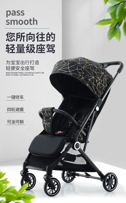 Baby stroller can sit and lie down lightweight foldable baby shock absorber children's stroller bb