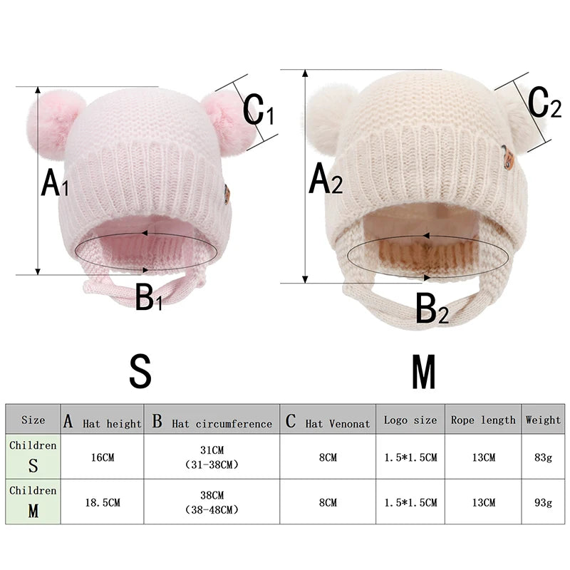 Baby Hat Boys Girls Cute Pompom Caps Bonnet Autumn Winter Ear Warm Baby Beanie Newborn Children's Hats Knitted Solid Kids Caps