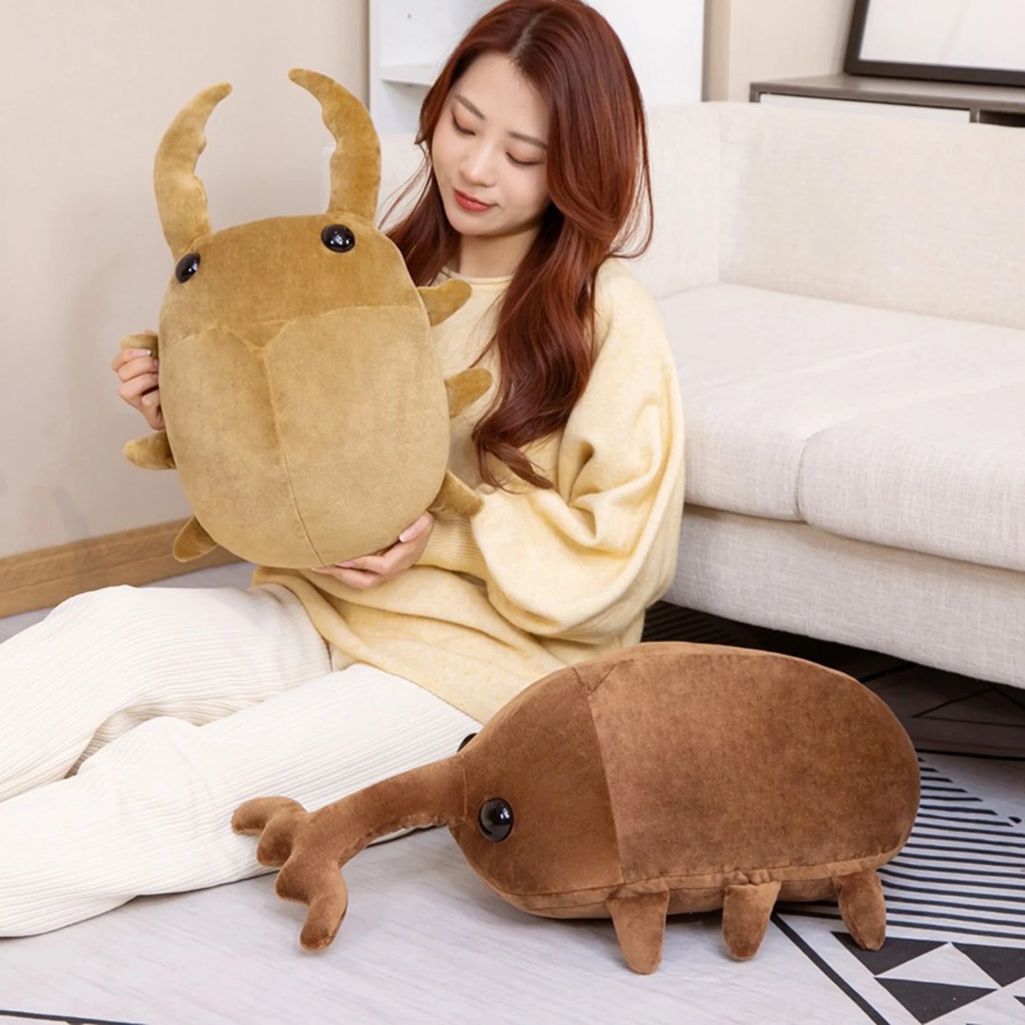 Simulated Beetle Plush Toys Cushion Plushie Dolls Insect Doll Soft Toy Beetle Animals Pillow Plush Pillow for Kids Toddlers Baby