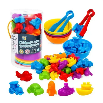 Children's Rainbow Soft Rubber Animal Early Education Cognitive Counting Classification Educational Toys Montessori Mathematics