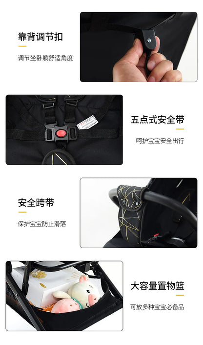 Baby stroller can sit and lie down lightweight foldable baby shock absorber children's stroller bb