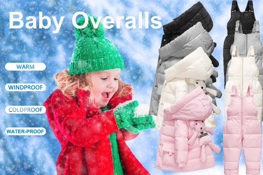 Winter Overalls Jumpsuit for Girls Boy Children Suits Jackets Kids Snowsuit Duck Down Parka Coat Toddler Baby Bear Toy Outerwear