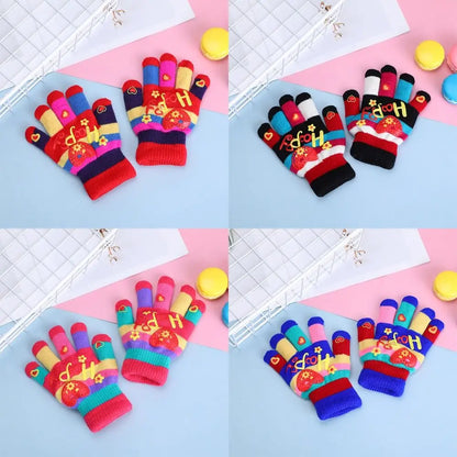 Knitted Kids Gloves Cartoon Thick Fingerless Mitten Winter Warm Boys Girls