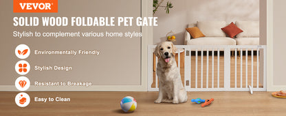 VEVOR Free Standing Dog Gate Freestanding Pet Gate 3 Panels Foldable Dog Gate for Narrow Passageways Expandable Dog Barrier